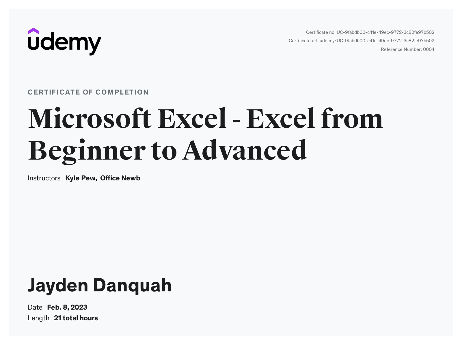 Udemy Excel